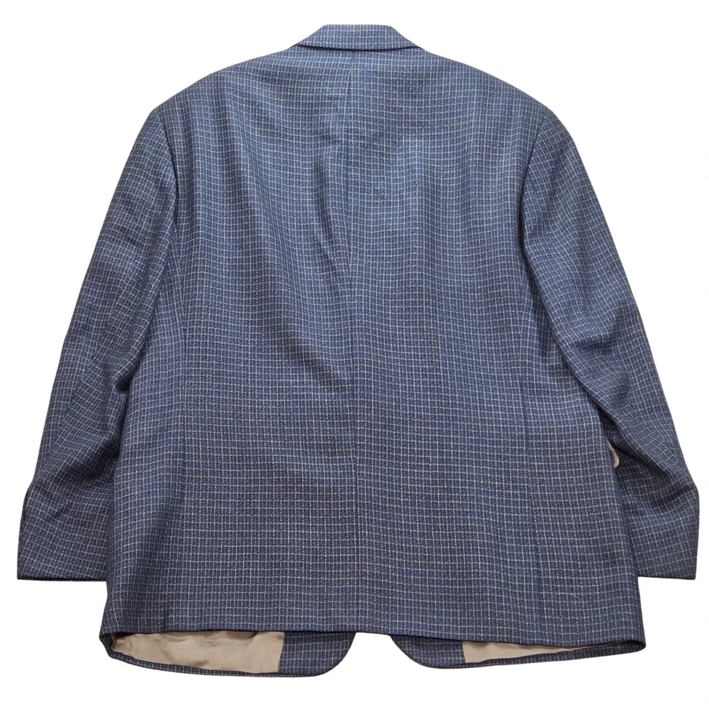 Lanificio di Pray Biella Ferrini Wool Silk Blazer Jacket Men 42R Blue Houndtooth